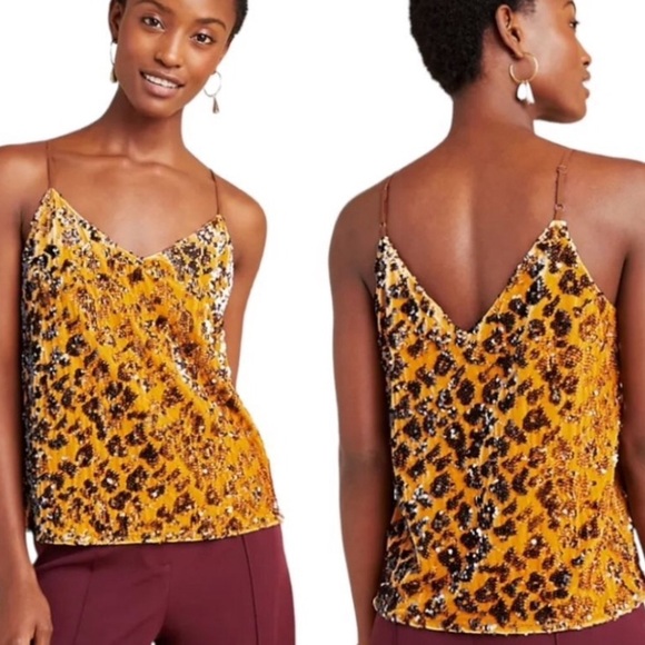 Anthropologie Ro + De Esther Sequined Cami Top - Picture 2 of 7